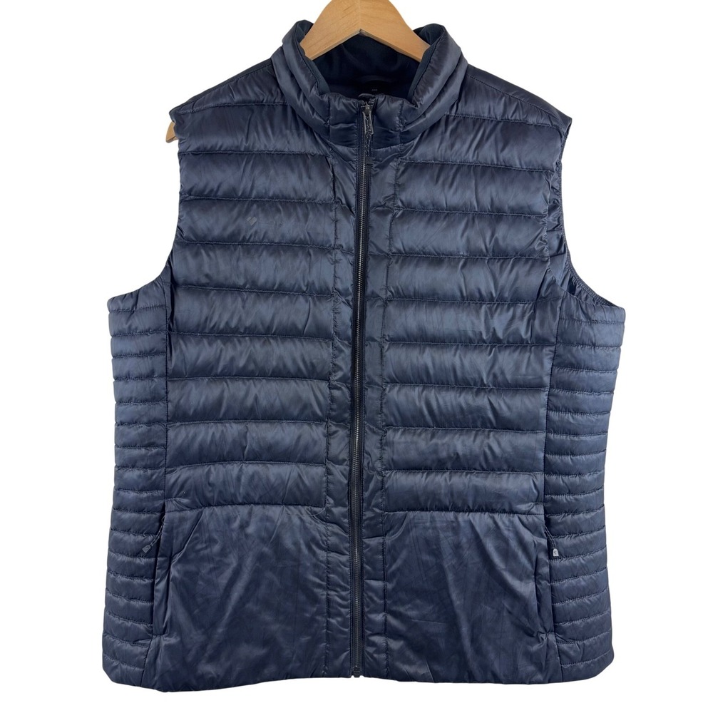 Obermeyer Puffer Vest‎ Women XXL Black Quilted Full Zip Fleece Collar Pockets